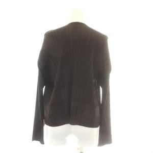 PLEATS PLEASE ISSEY MIYAKE イッセイミヤケ カーディガン 長袖 プリーツ 4 XL 茶 ブラウン