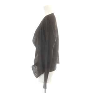 PLEATS PLEASE ISSEY MIYAKE イッセイミヤケ カーディガン 長袖 プリーツ 4 XL 茶 ブラウン