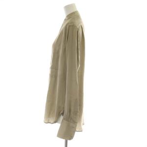 Ralph Lauren COLLECTION シャツ ブラウス バンドカラー 長袖 シルク 絹 インナー付き 0 XS  ベージュ