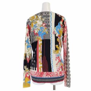 ETRO ニット カットソー Vネック シルク カシミヤ混 総柄 長袖 マルチカラー
