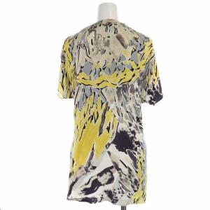 Emilio Pucci カットソー シルク 総柄 アシンメトリー 半袖 I46 L 黄色 イエロー