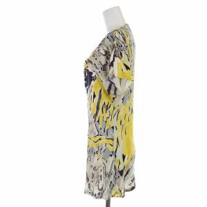 Emilio Pucci カットソー シルク 総柄 アシンメトリー 半袖 I46 L 黄色 イエロー