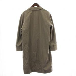 Aquascutum 英国製 ステンカラーコート ロング 裏地チェック柄 38 M カーキ