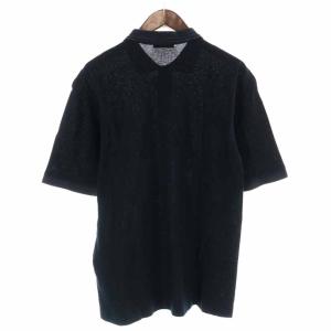 CELINE ポロシャツ コットン 刺繍 半袖 48 M 黒 ブラック