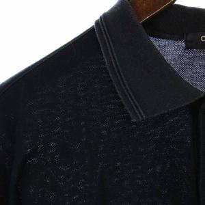 CELINE ポロシャツ コットン 刺繍 半袖 48 M 黒 ブラック