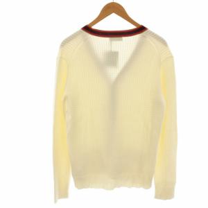 MACKINTOSH ニットカーディガン ケーブル ライン Vネック 長袖 タグ付き L オフホワイト 茶 ブラウン