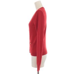 TORY BURCH カーディガン ニット Vネック ロゴボタン ショート丈 長袖 XS 赤 レッド