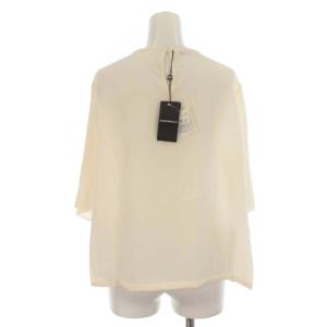 EMPORIO ARMANI タグ付き ブラウス シャツ プルオーバー ラインストーン シルク シフォン 五分袖 40 M 白 ホワイト