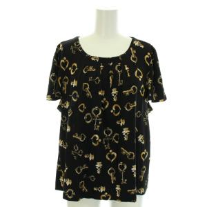 オリジナル ORIGINAL ブラウス シャツ プルオーバー 半袖 タック 総柄 大きいサイズ 13+ XL 黒 ブラック