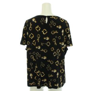 Leilian オリジナル ORIGINAL ブラウス シャツ プルオーバー 半袖 タック 総柄 大きいサイズ 13+ XL 黒 ブラック