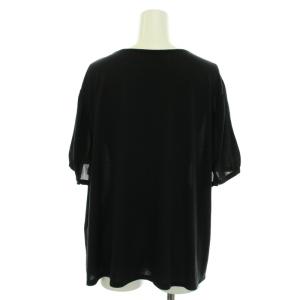 Leilian オリジナル ORIGINAL ブラウス カットソー プルオーバー 半袖 シアー フリル 大きいサイズ 15+ XXL 黒 ブラック