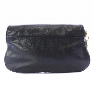 TORY BURCH ショルダーバッグ クラッチバッグ セカンドバッグ チェーン レザー ロゴプレート 黒 ブラック ゴールド