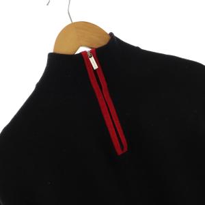 BURBERRY GOLF ゴルフウェア ニット セーター ハイネック プルオーバー ハーフジップ 長袖 ウール S 黒 ブラック 赤 レッド GY09