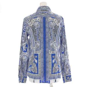 ETRO カジュアルシャツ 長袖 レギュラーカラー 総柄 42 M 青 白 ブルー ホワイト
