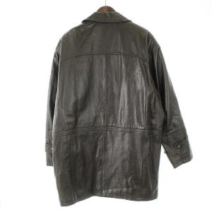 BALMAIN レザーコート ステンカラー ミドル丈 裏地総柄 M グレー チャコールグレー