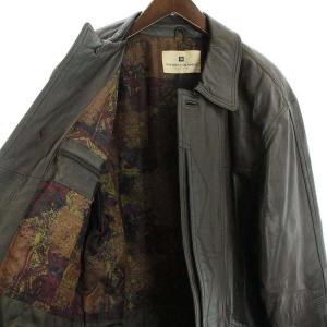 BALMAIN レザーコート ステンカラー ミドル丈 裏地総柄 M グレー チャコールグレー