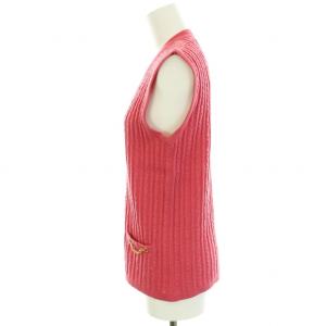 CELINE ヴィンテージニットセットアップ ベスト ウール ケーブル編み スカート ミモレ 40 M ピンク