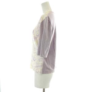 HERMES PARIS カットソー 半袖 シルク コットン 切替 M 紫 パープル