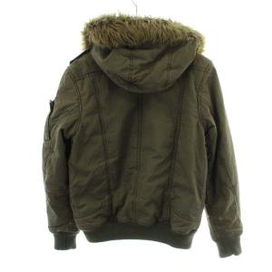 DIESEL 中綿ジャケット ブルゾン フード ファー 裏地フラワー切り替え アウター S カーキ