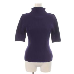 イッセイミヤケ プリーツカットソー ハイネック 3 パープル