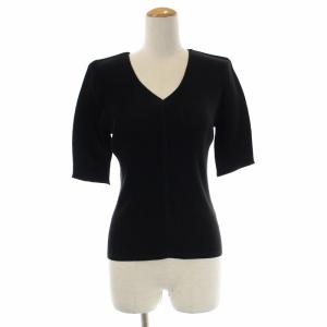 イッセイミヤケ Vネックカットソー Tシャツ リブ 半袖 3 L 黒 ブラック GY09