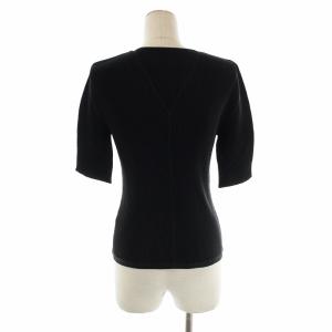 PLEATS PLEASE ISSEY MIYAKE イッセイミヤケ Vネックカットソー Tシャツ リブ 半袖 3 L 黒 ブラック GY09