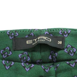 ETRO パンツ ジッパーフライ 総柄 38 S 緑 グリーン