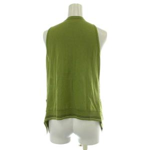 HERMES ベスト ニット コットン チェック柄 38 M 緑 グリーン 紺 ネイビー