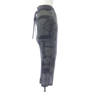 PLEATS PLEASE ISSEY MIYAKE イッセイミヤケ ラップスカート ミモレ タイト 総柄 プリーツ リボンベルト F グレー 黒