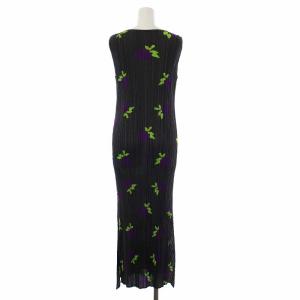 PLEATS PLEASE ISSEY MIYAKE イッセイミヤケ ノースリーブワンピース ロング 花柄 総柄 プリーツ 3 グレー