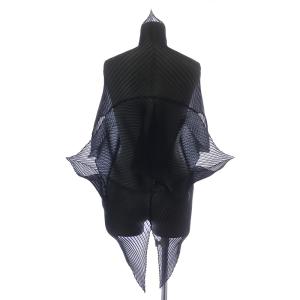 ISSEY MIYAKE FETE ブラウス フレンチスリーブ プリーツ シアー 2 黒