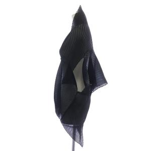 ISSEY MIYAKE FETE ブラウス フレンチスリーブ プリーツ シアー 2 黒