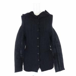 FETE カーディガン ハイネック プリーツ 七分袖 2 M 黒 ブラック