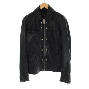 ライダースジャケット シングル S ラムレザー 羊革 黒 ブラック GY09