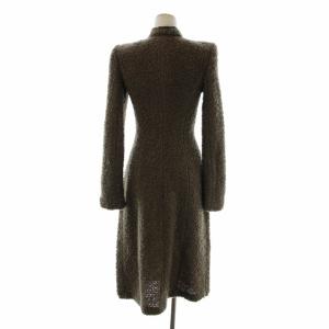 ARMANI COLLEZIONI ロングニットコート ボア シングル ベルト ウール混 モヘヤ混 40 M 茶色 ブラウン HML01J HMXNJ GY09