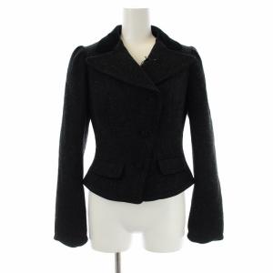 テーラードジャケット ショート シングル ウール 9 M 黒 ブラック GY09