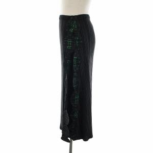 PLEATS PLEASE ISSEY MIYAKE ISSEY MIYAKE プリーツスカート ミモレ ロング フレア イージー 2 ブラック グリーン