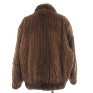 SAGA MINK 銀サガ ミンクファー コート ショールカラー ストライプ アウター F 茶 ブラウン