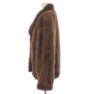 SAGA MINK 銀サガ ミンクファー コート ショールカラー ストライプ アウター F 茶 ブラウン