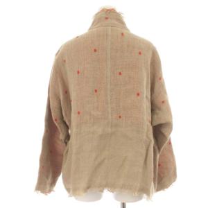 ISSEY MIYAKE ジャケット スタンドカラー リネン 背抜き ドット M ベージュ