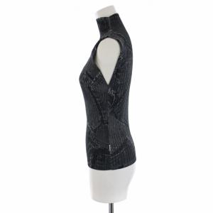 PLEATS PLEASE ISSEY MIYAKE イッセイミヤケ カットソー ハイネック ノースリーブ デニム柄 3 グレー PP41-JK871