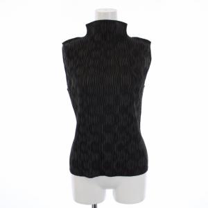 イッセイミヤケ プリーツカットソー 総柄 3 ブラック