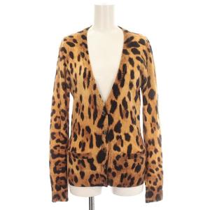 カーディガン ニット レオパード ヒョウ柄 カシミヤ 40 M 茶 ブラウン ベージュ