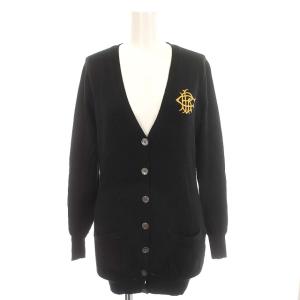 カーディガン ニット 刺繍 ウール S 黒 ブラック