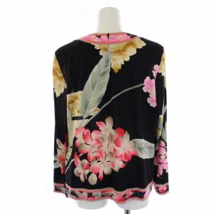 LEONARD FASHION カットソー 花柄 シルク混 XL ブラック