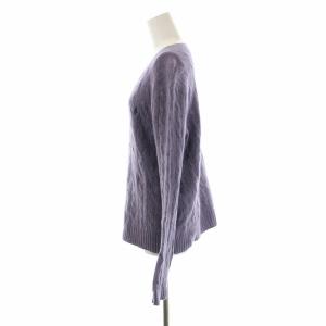 POLO RALPH LAUREN ケーブルニット セーター Uネック プルオーバー 長袖 ワンポイント ウール カシミヤ混 XL 紫 パープル 211525764057