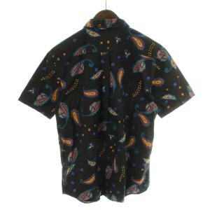 STUSSY シャツ 半袖 ペイズリー柄 コットン M 黒 ブラック