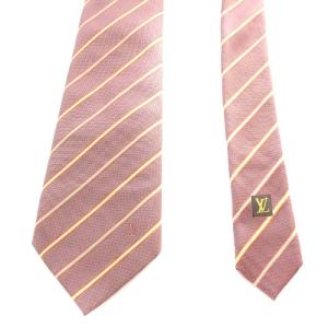 LOUIS VUITTON ワイドタイ ネクタイ レジメンタルストライプ シルク 絹 赤 レッド
