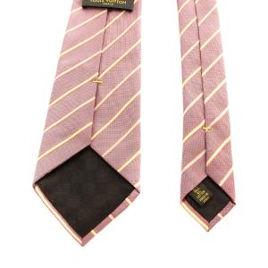 LOUIS VUITTON ワイドタイ ネクタイ レジメンタルストライプ シルク 絹 赤 レッド