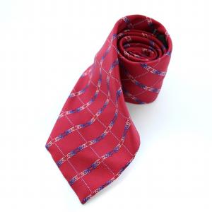 CHANEL ネクタイ シルク 総柄 イタリア製 赤 レッド